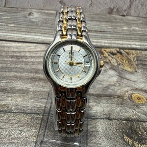 ESQ BY MOVADO SWISS TWO TONE BRACELET WHITE DATE WOMEN WATCH E5002